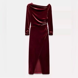 Zara Burgundy Velvet Maxi Dress